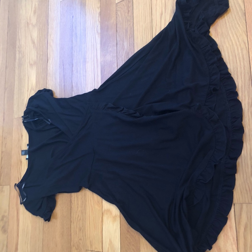 V -neck black short sleeve cover up